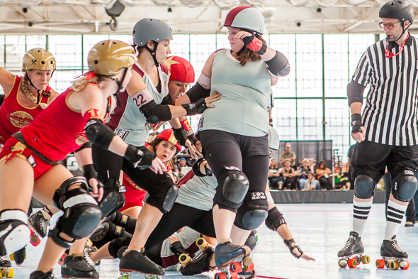 The Sacred City Derby Girls defeated the Angel City Derby Girls at the WFTDA 2012 Western Region Tournament